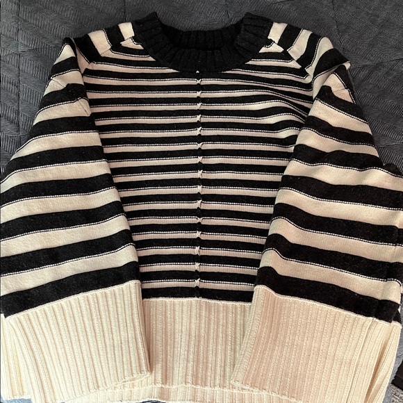 Maeve Black and White Striped Sweater - Picture 7 of 8
